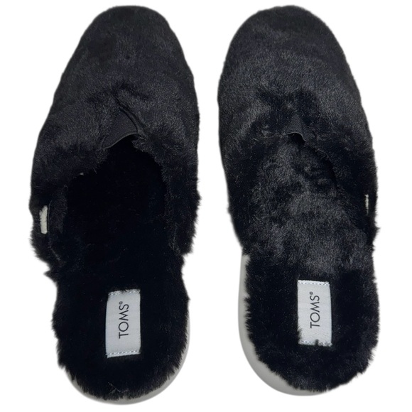 Toms Alpargata Mallow Mule Fluff Slippers Black Faux Fur Women's Size 10 NWOT - Picture 5 of 14